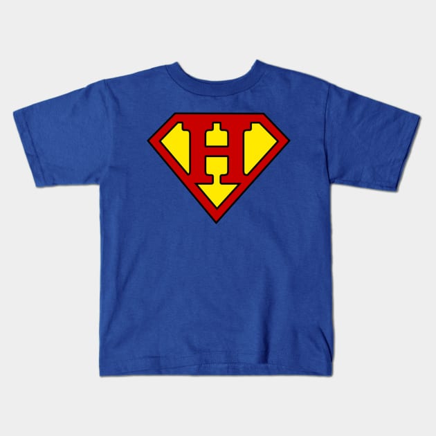 Superhero Symbol Letter H Kids T-Shirt by NextLevelDesignz